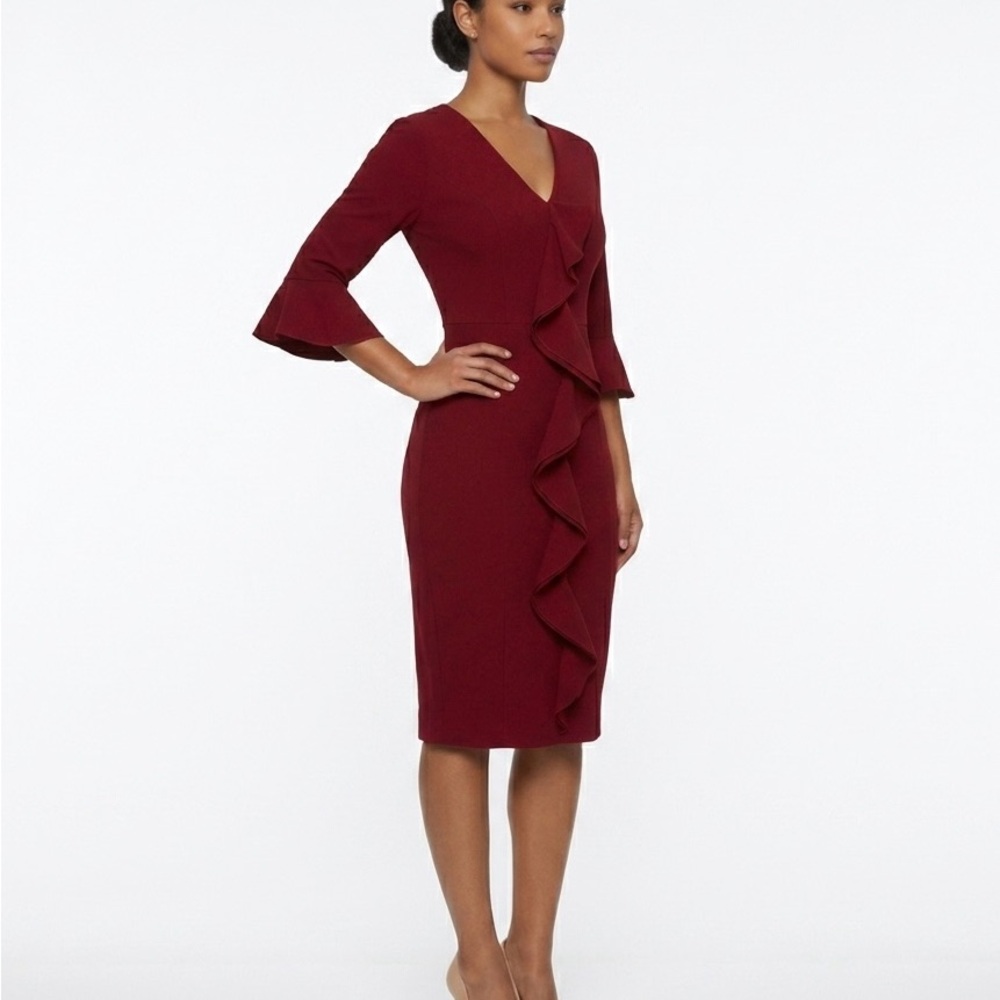 Rinascimento Red Ruffled Tiered Sheath Dress